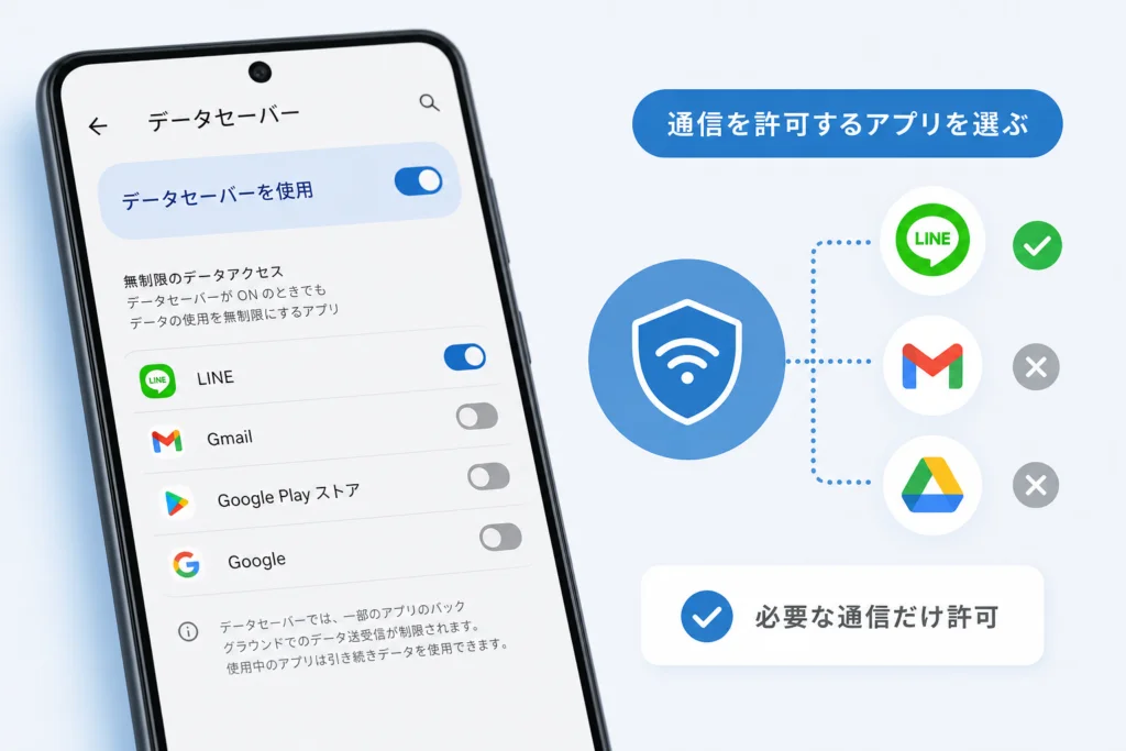 アプリ情報から個別に通信を許可できる?