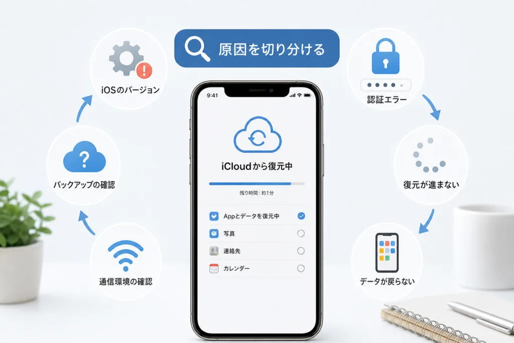 エラー表示と症状から復元失敗の原因を切り分ける