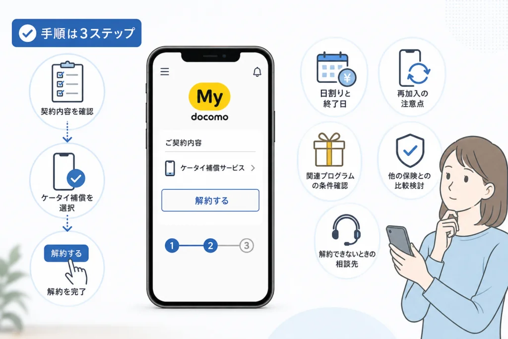ドコモのケータイ補償サービスはMy docomoから解約できる