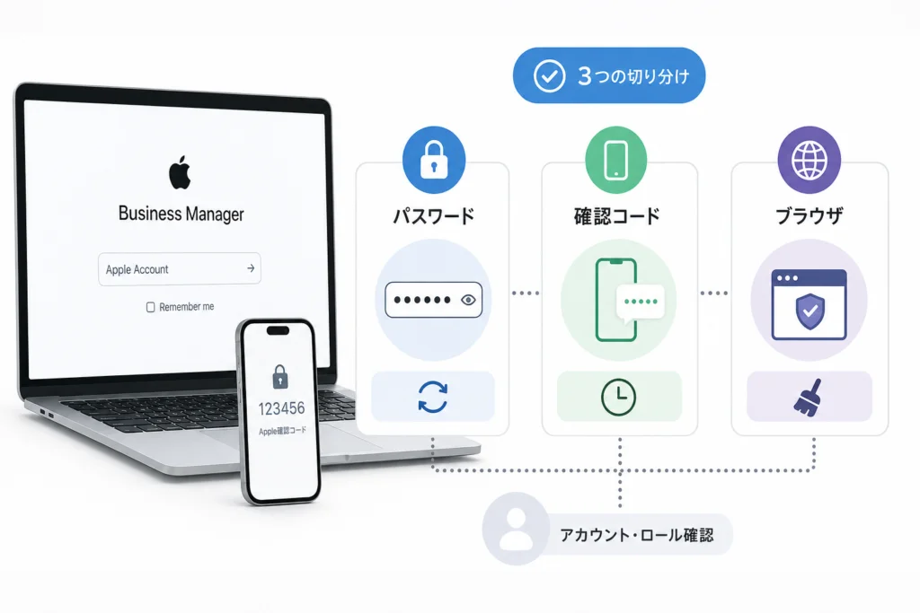 パスワード・確認コード・ブラウザの問題を切り分ける
