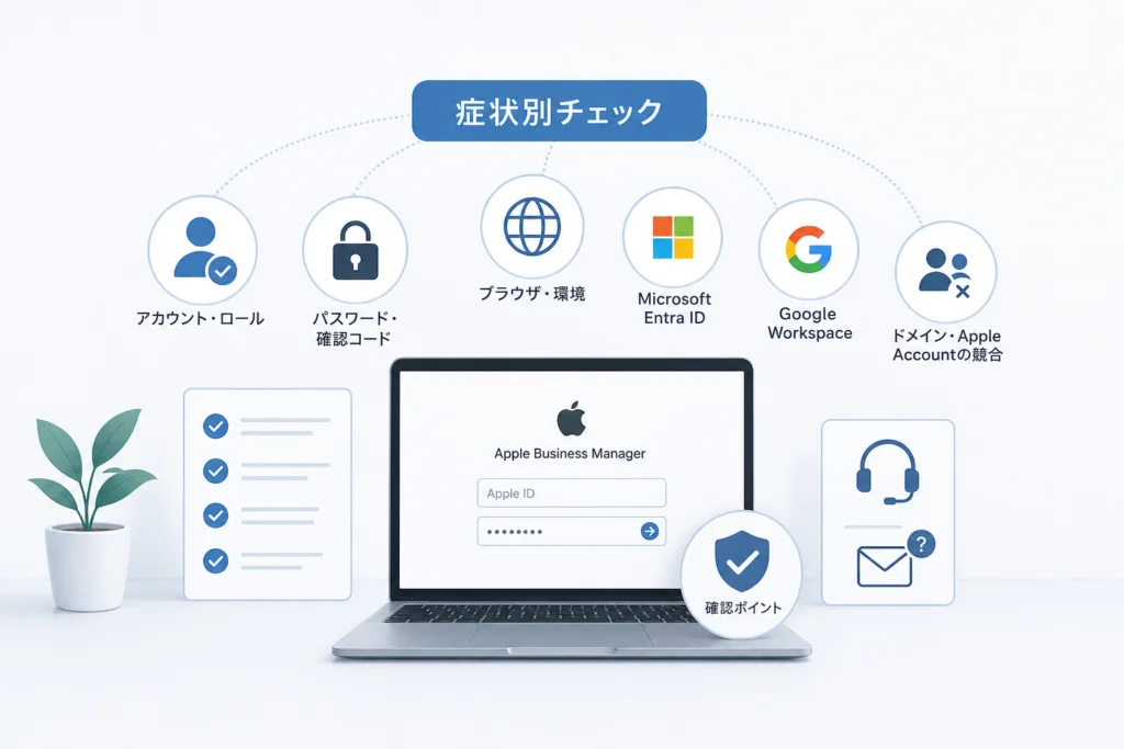 ログインできないときは症状別チェック表で確認