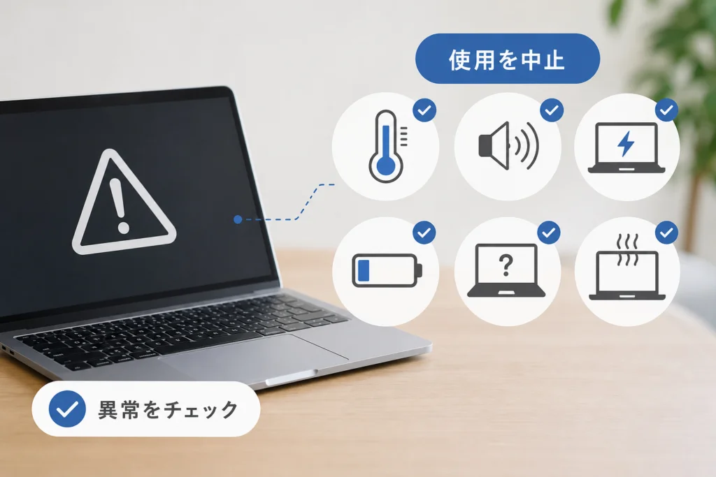 修理前に確認する症状と、使用を中止すべき異常