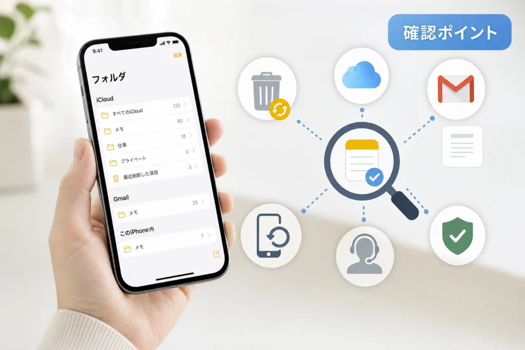 削除ではなく非表示？全フォルダと検索でメモを探す