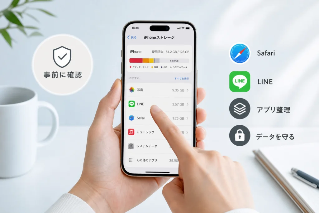 削除前にiPhoneストレージと大切なデータを確認する