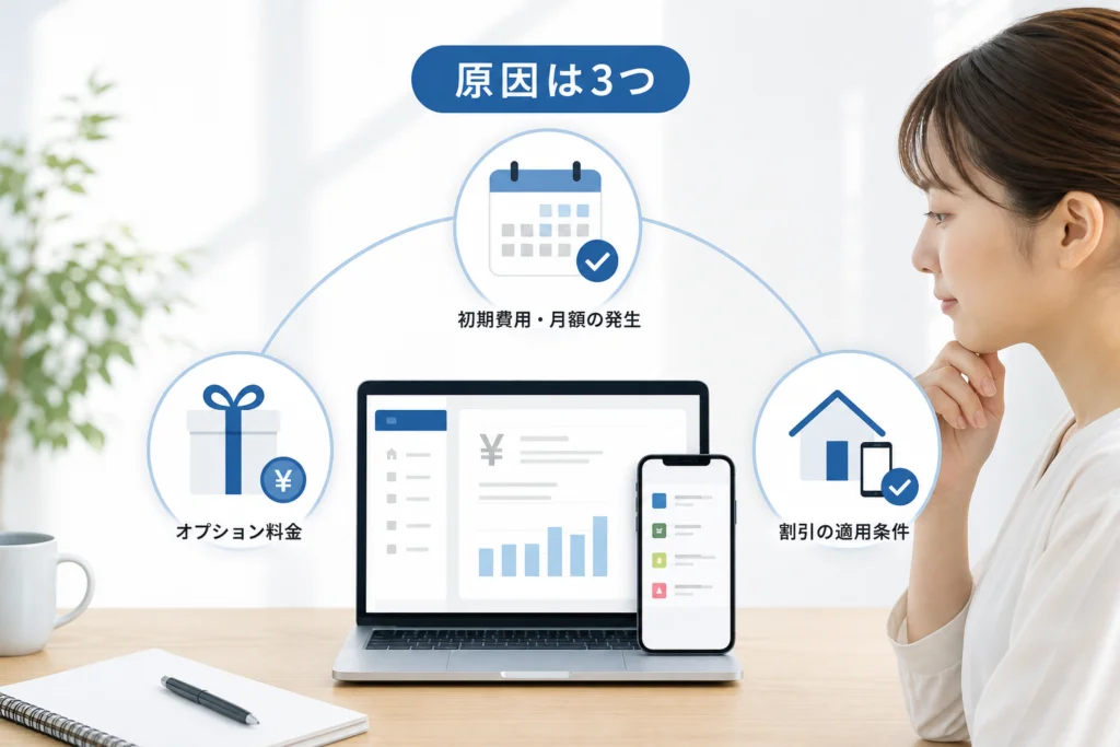 契約初月〜数か月の請求が高い原因