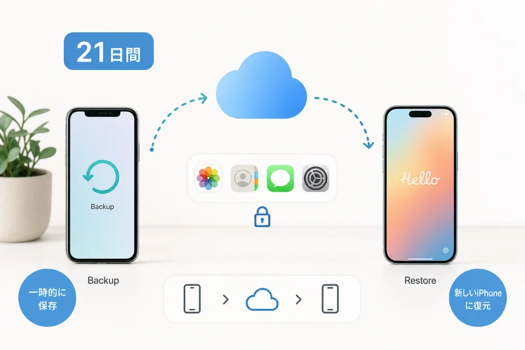 旧iPhoneで一時的なiCloudバックアップを作るには?