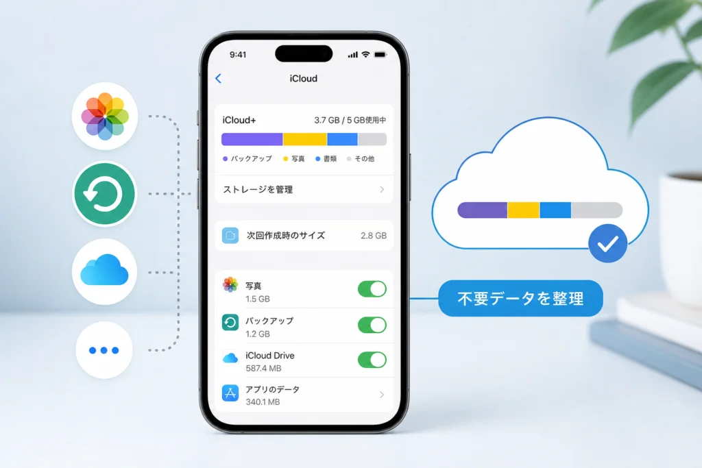 無料で対処する:バックアップ対象と不要なiCloudデータを整理する