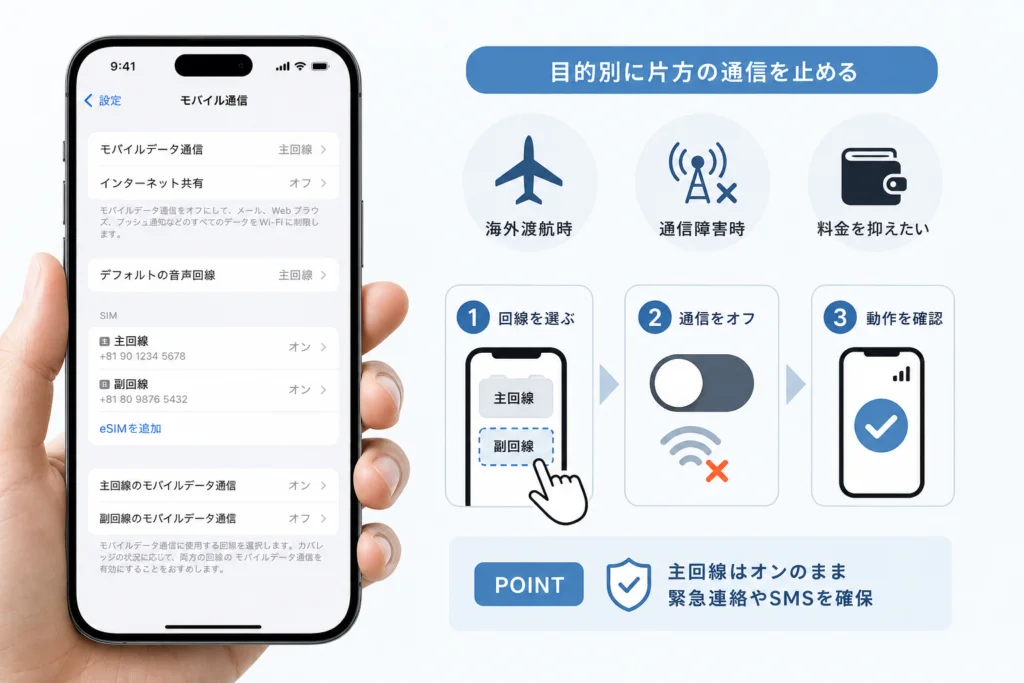 片方の回線だけ通信を止めたい場合の目的別設定手順