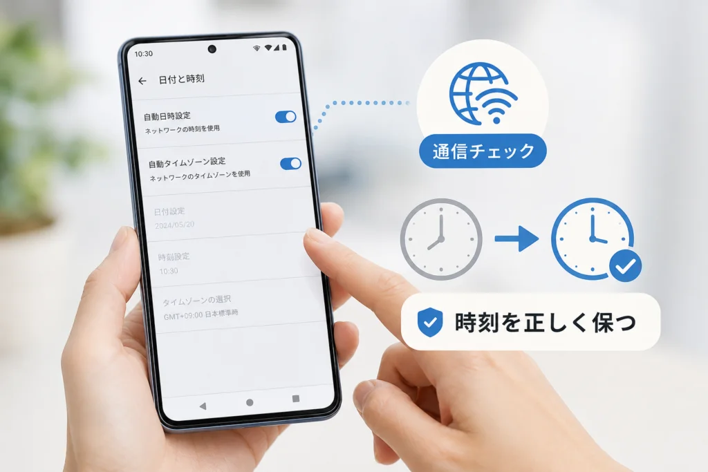 自動設定がオンでもずれるときの通信チェック