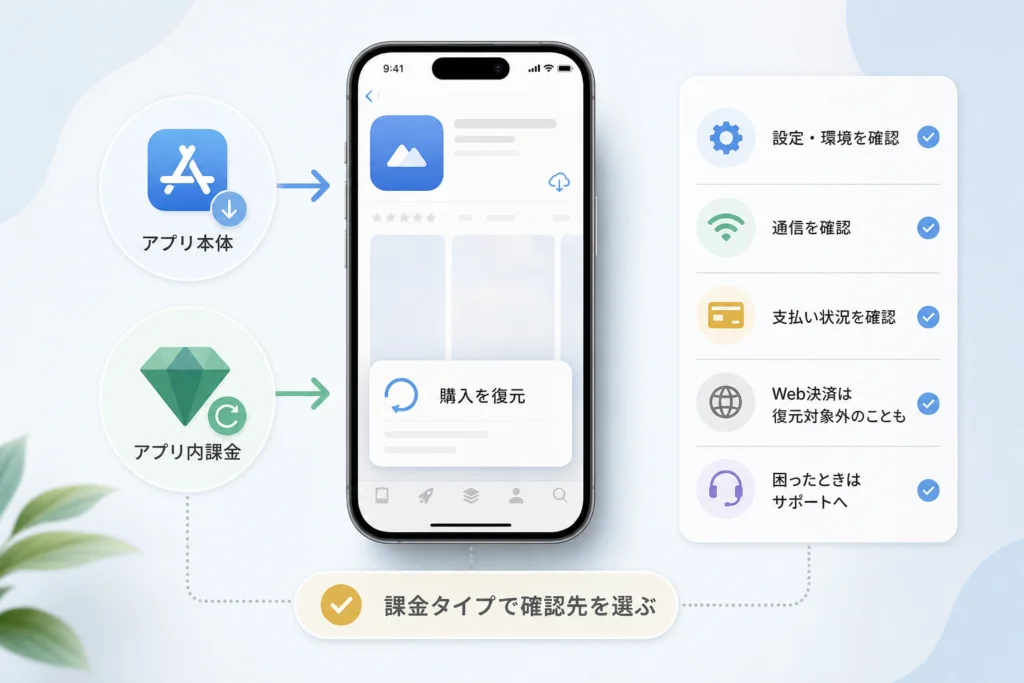 課金タイプ別に何が復元できる？確認先を早見表で選ぶ