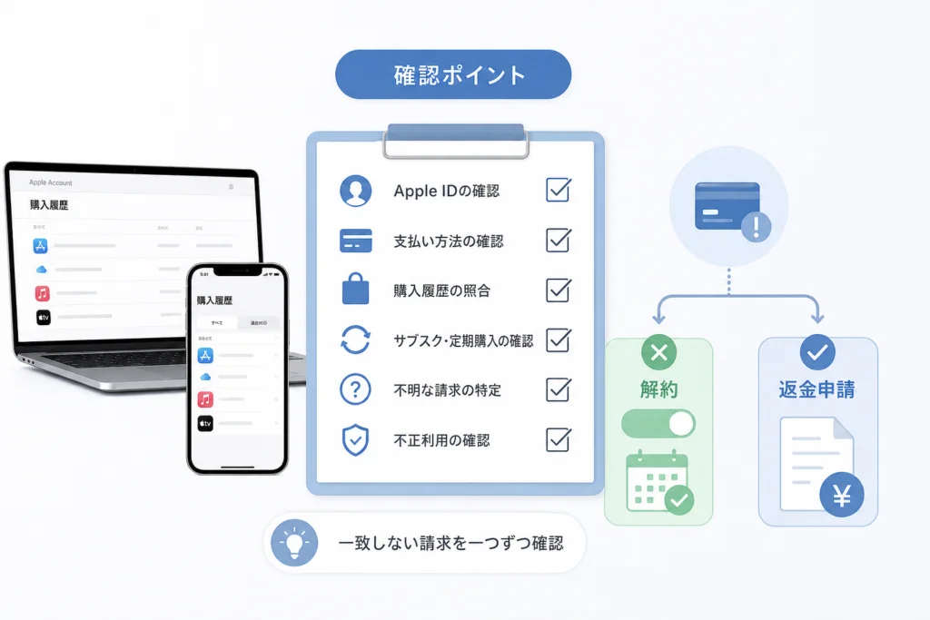 購入履歴と請求が一致しないときの確認チェックリスト