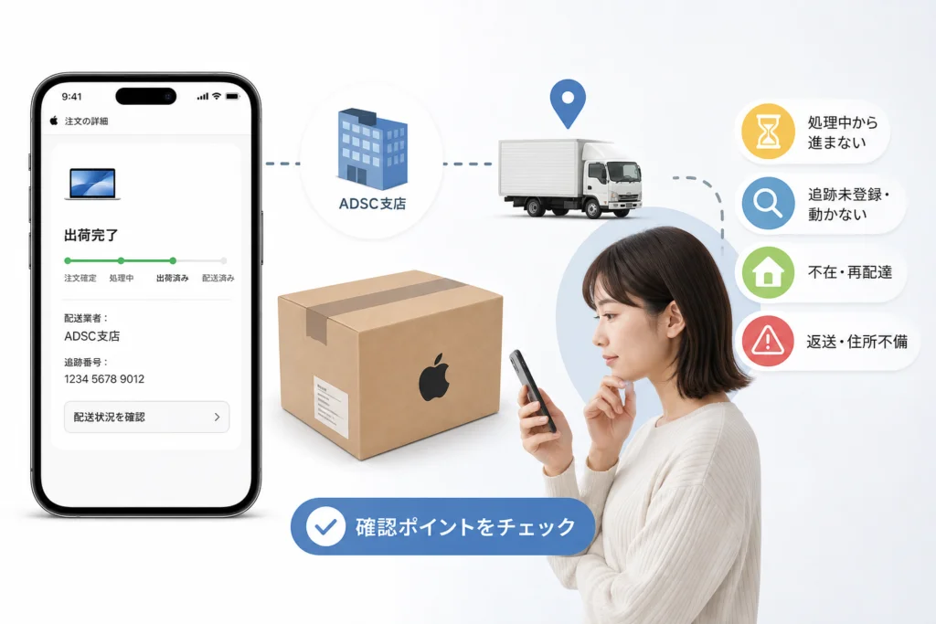 追跡未登録・ADSC支店表示で確認すること