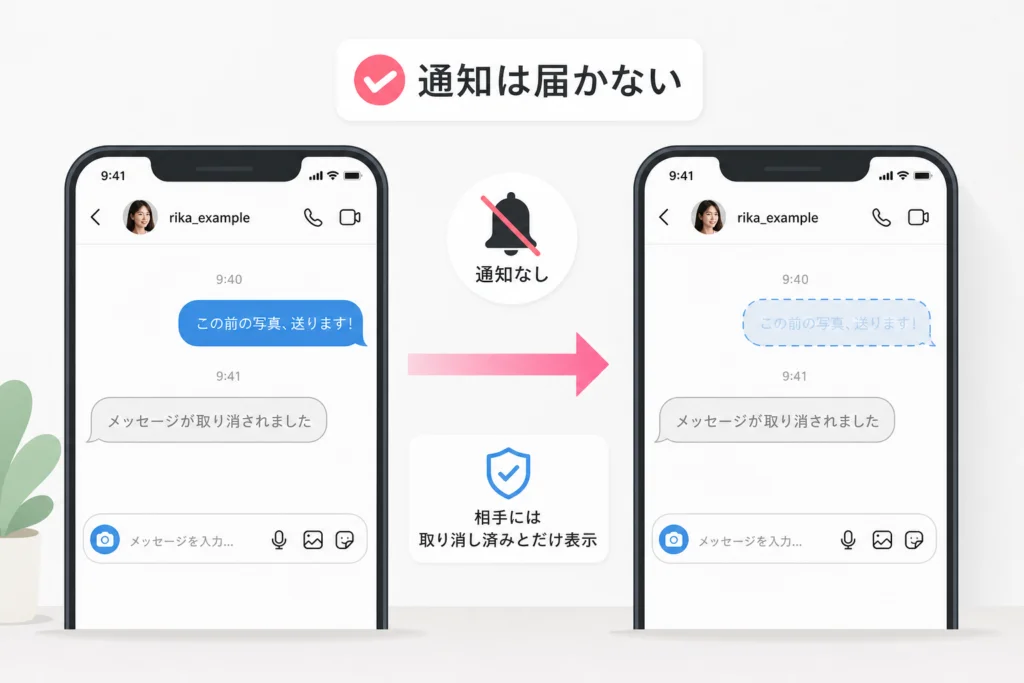 送信取り消し後、相手の通知はどうなる？