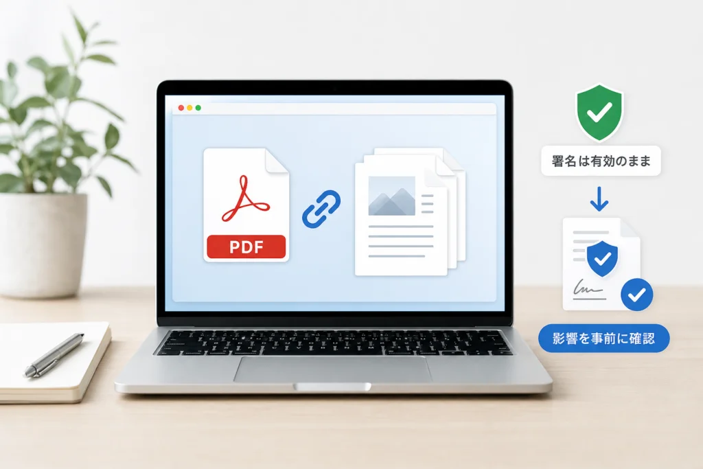 電子署名付きPDFは結合前に署名への影響を確認