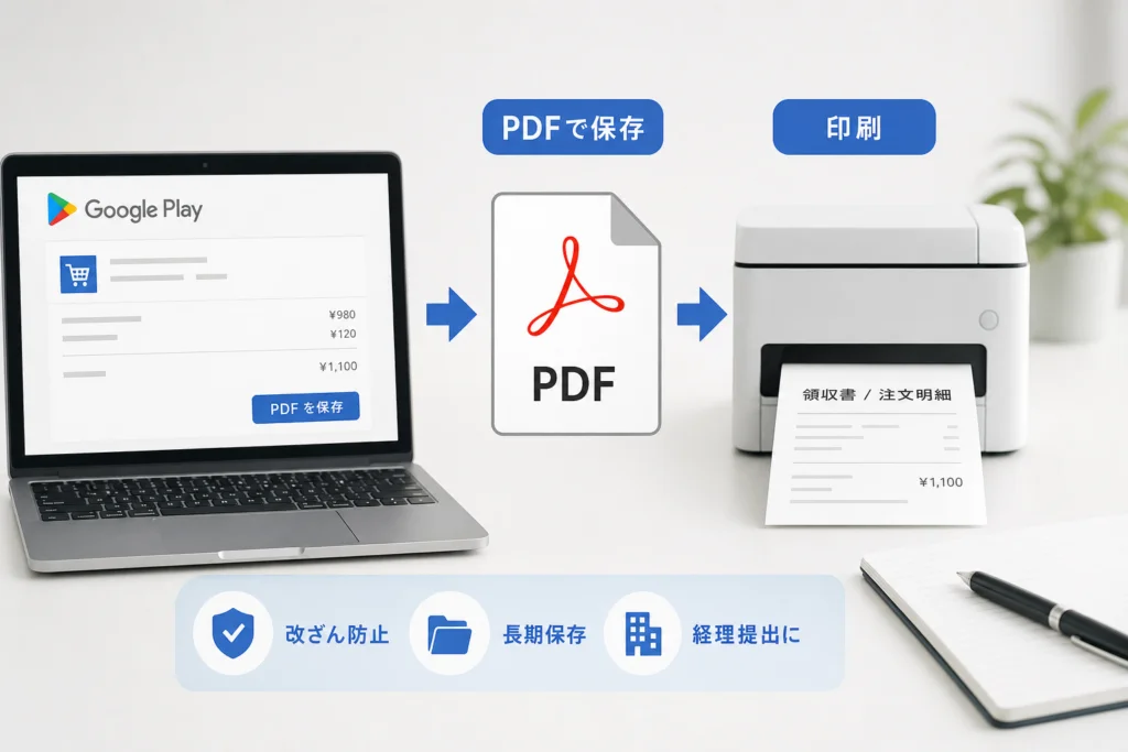領収書・注文明細をPDF保存・印刷する方法
