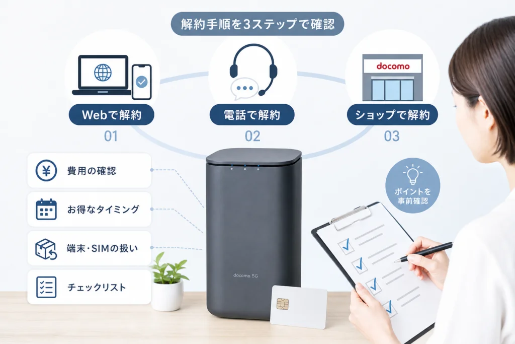 home 5Gの解約方法｜Web・電話・ショップの利用条件と手順