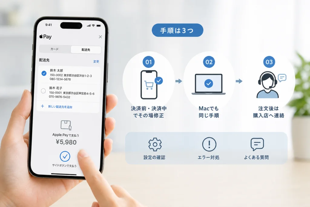 iPhoneでApple Payの配送先住所を変更する手順