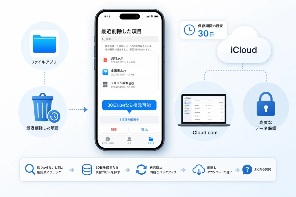 iPhone・iPadの「ファイル」アプリで復元する手順