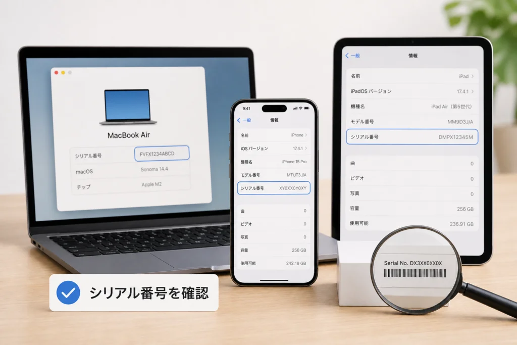iPhone・iPad・Macのシリアル番号を確認する方法