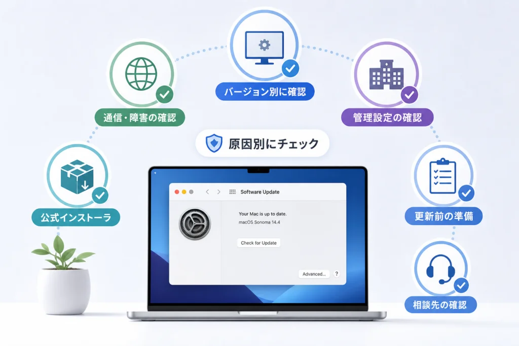 macOSのバージョン別にソフトウェアアップデートの場所を確認する