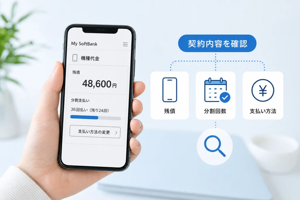 My SoftBankで残債と分割払いの契約内容を確認する